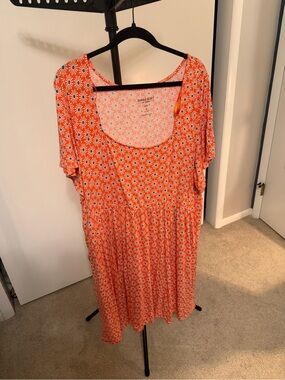 torrid Coral Daisy Print Scoop Neck Knit Dress
